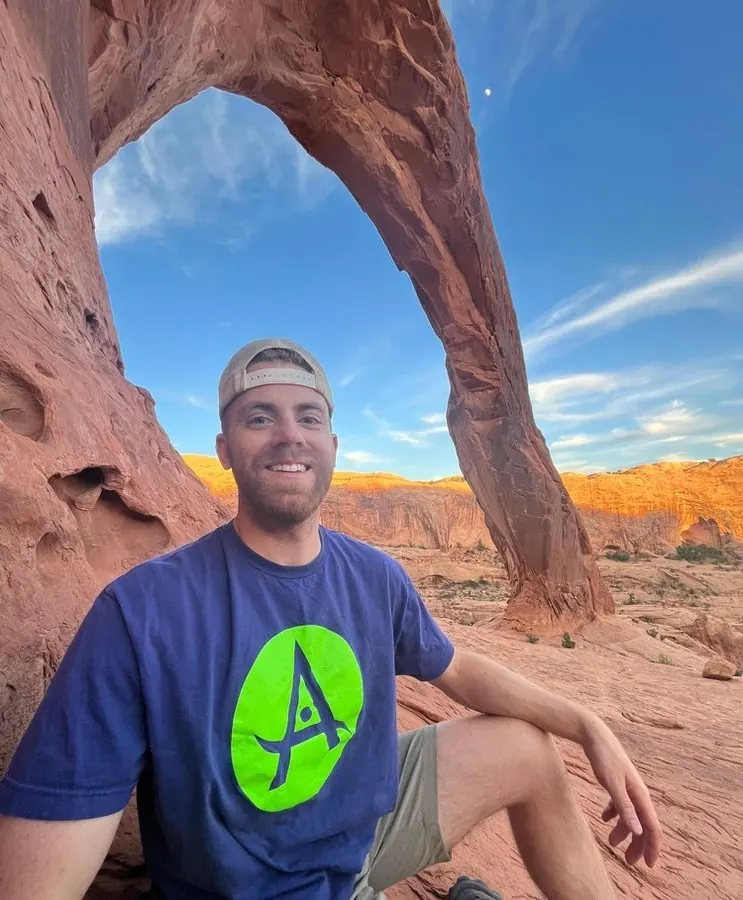 Anders traveler at Corona Arch near Moab, Utah