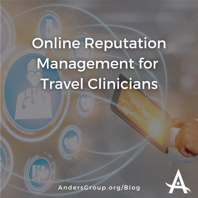 Image representing the title of the blog "Online Reputation Management for Travel Clinicians"