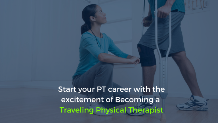 A Physical Therapist assisting a patient during a session, highlighting the rewarding career path of becoming a traveling physical therapist