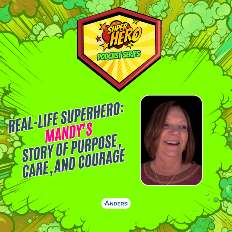 Cover image for the blog 'Embracing the Superhero Within: Mandy's Journey to Making a Difference,' featuring Mandy smiling confidently, symbolizing strength and purpose
