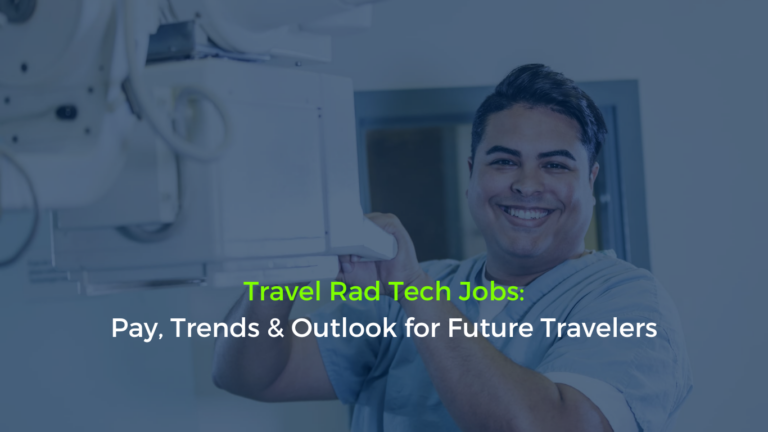 Smiling radiologic technologist, for blog "Travel Rad Tech Jobs: Pay, Trends & Outlook for Future Travelers."